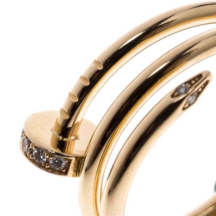 Pre Owned Cartier Juste Un Clou Diamond 18k Rose Gold Ring Size 54
