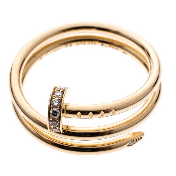 Pre Owned Cartier Juste Un Clou Diamond 18k Rose Gold Ring Size 54