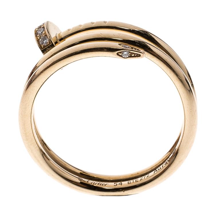 Pre Owned Cartier Juste Un Clou Diamond 18k Rose Gold Ring Size 54