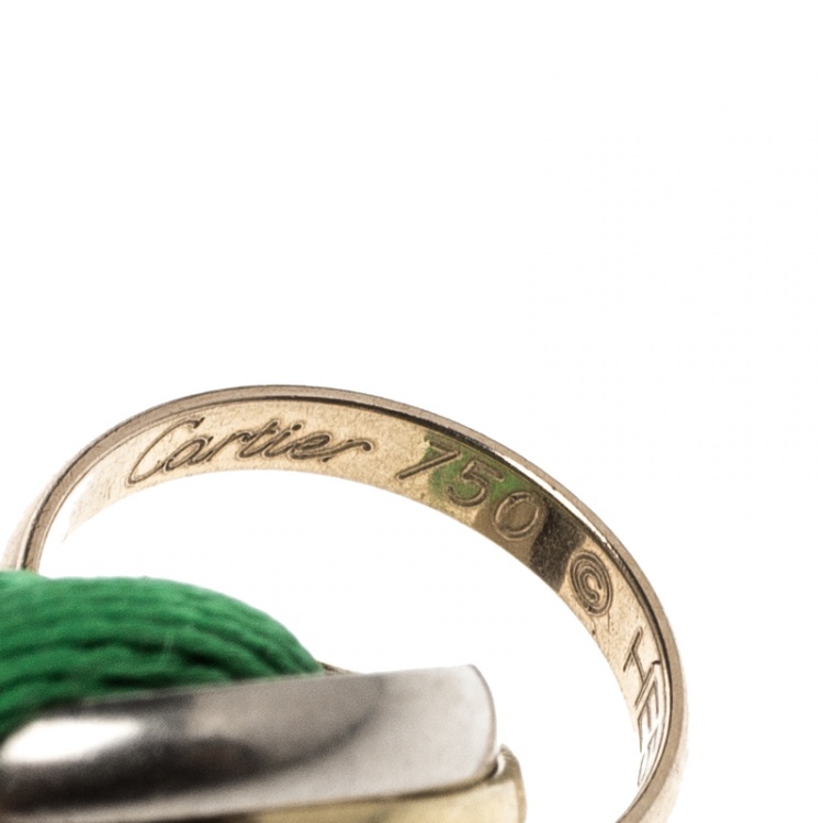 Pre Owned Cartier Trinity De Cartier Three Tone 18k Gold Green Adjustable Cord Bracelet