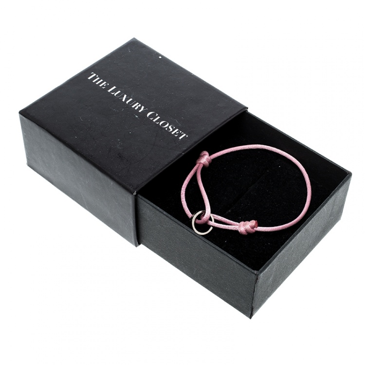 Pre Owned Cartier Love Charity 18k White Gold Adjustable Pink Cord Bracelet