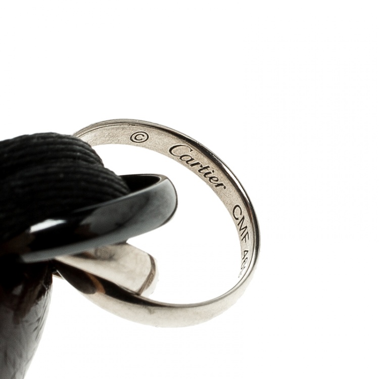 Pre Owned Cartier Trinity De Cartier Black Ceramic & 18k White Gold Adjustable Cord Bracelet