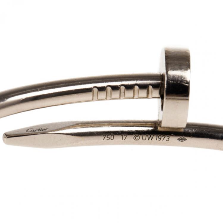 Pre Owned Cartier Juste Un Clou White Gold Bracelet 17CM