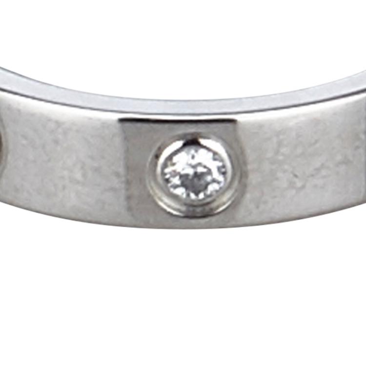 Pre Owned Cartier Love Diamond White Gold Wedding Band Ring Size 52