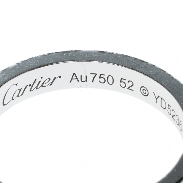 Pre Owned Cartier Love Diamond Ceramic 18k White Gold 3 Band Ring Set Size 52