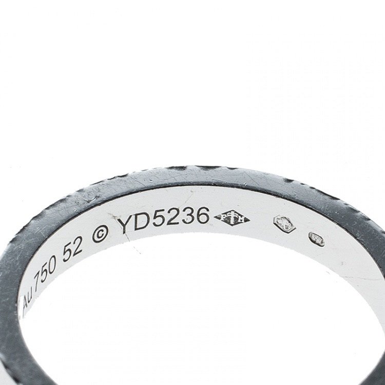 Pre Owned Cartier Love Diamond Ceramic 18k White Gold 3 Band Ring Set Size 52