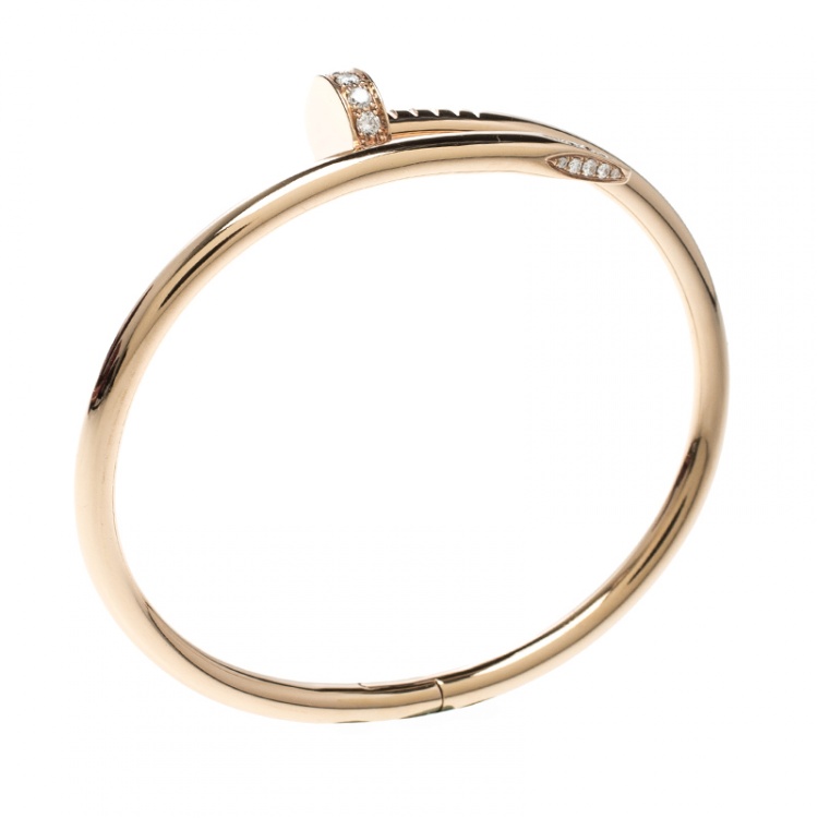Pre Owned Cartier Juste Un Clou Diamond 18k Rose Gold Bracelet 17cm