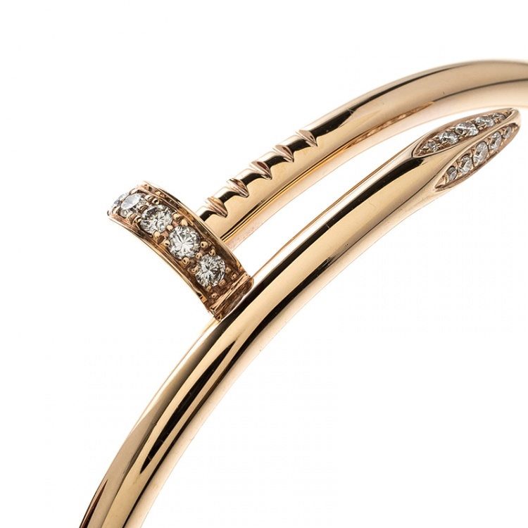 Pre Owned Cartier Juste Un Clou Diamond 18k Rose Gold Bracelet 17cm