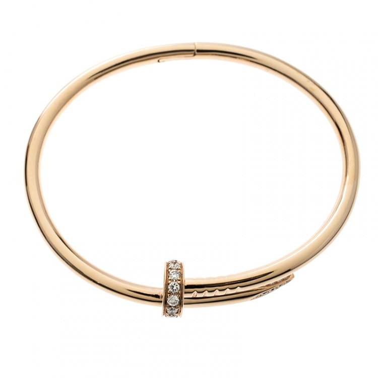 Pre Owned Cartier Juste Un Clou Diamond 18k Rose Gold Bracelet 17cm
