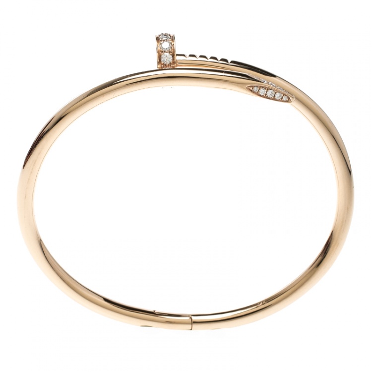 Pre Owned Cartier Juste Un Clou Diamond 18k Rose Gold Bracelet 17cm