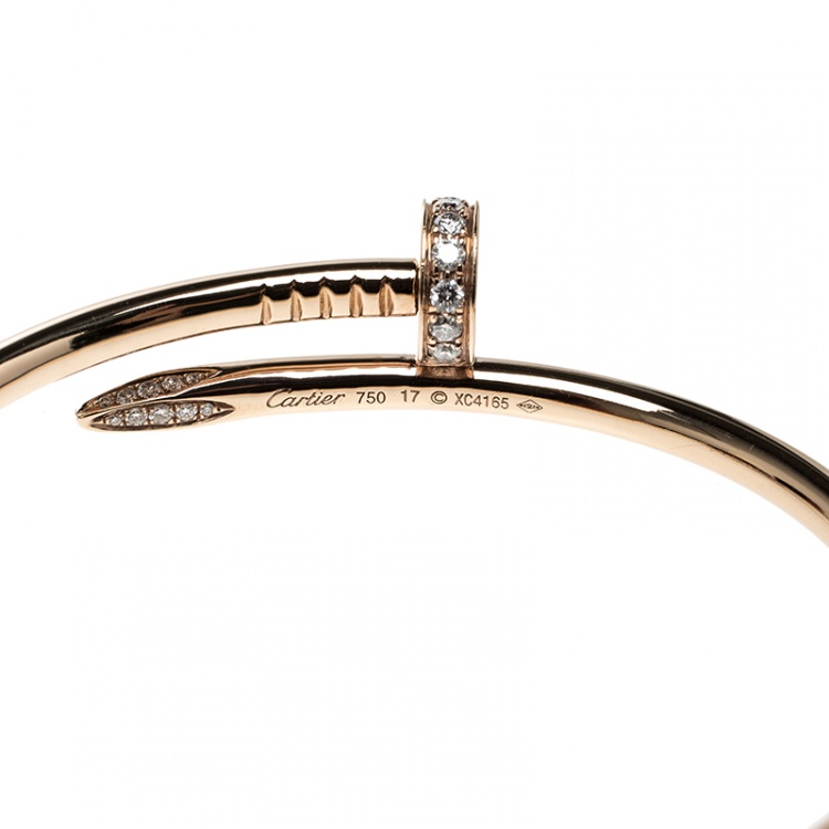 Pre Owned Cartier Juste Un Clou Diamond 18k Rose Gold Bracelet 17cm
