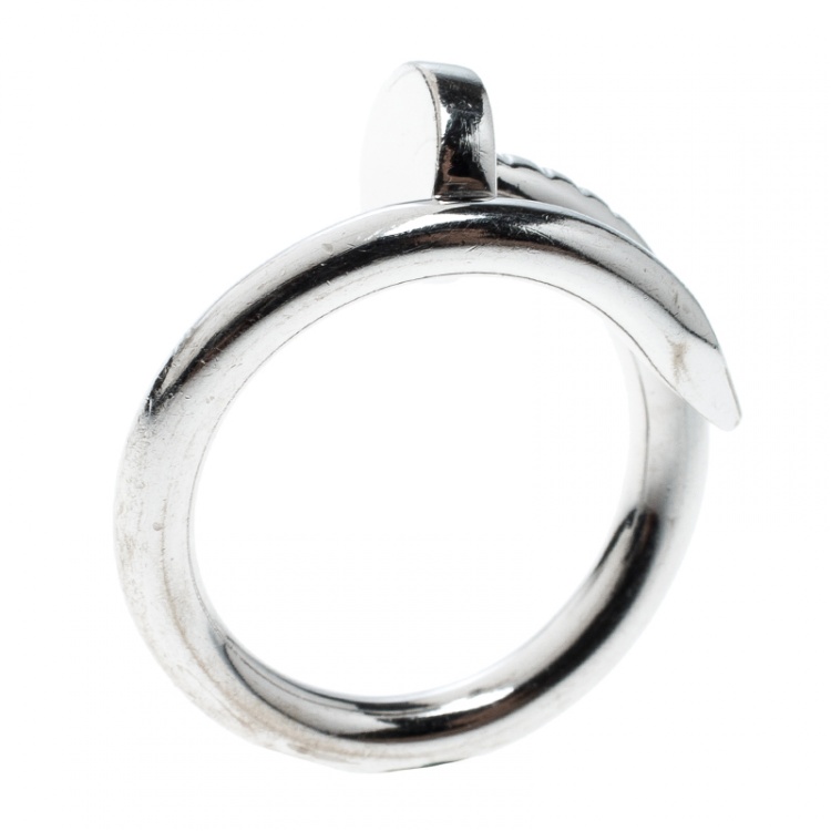 Pre Owned Cartier Juste Un Clou 18k White Gold Ring Size 51