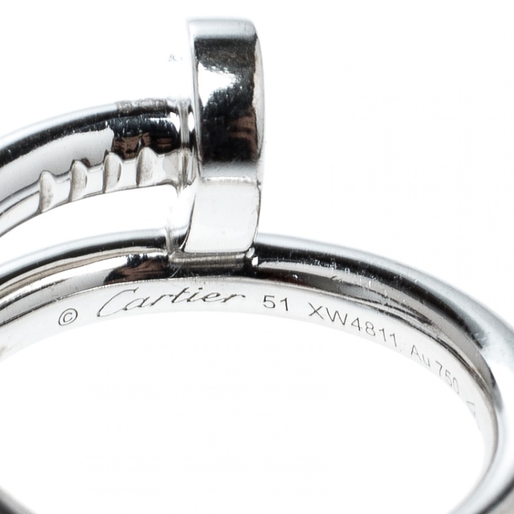 Pre Owned Cartier Juste Un Clou 18k White Gold Ring Size 51