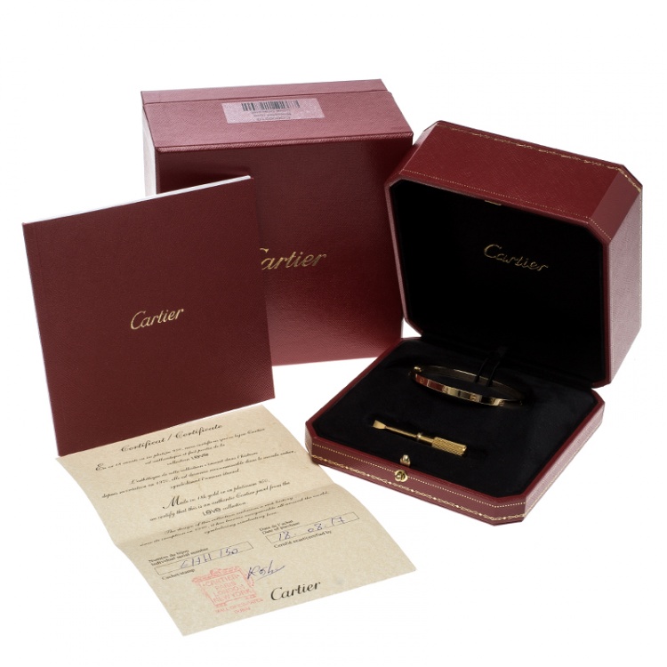 Pre Owned Cartier Love 18k Yellow Gold SM Bracelet 17cm