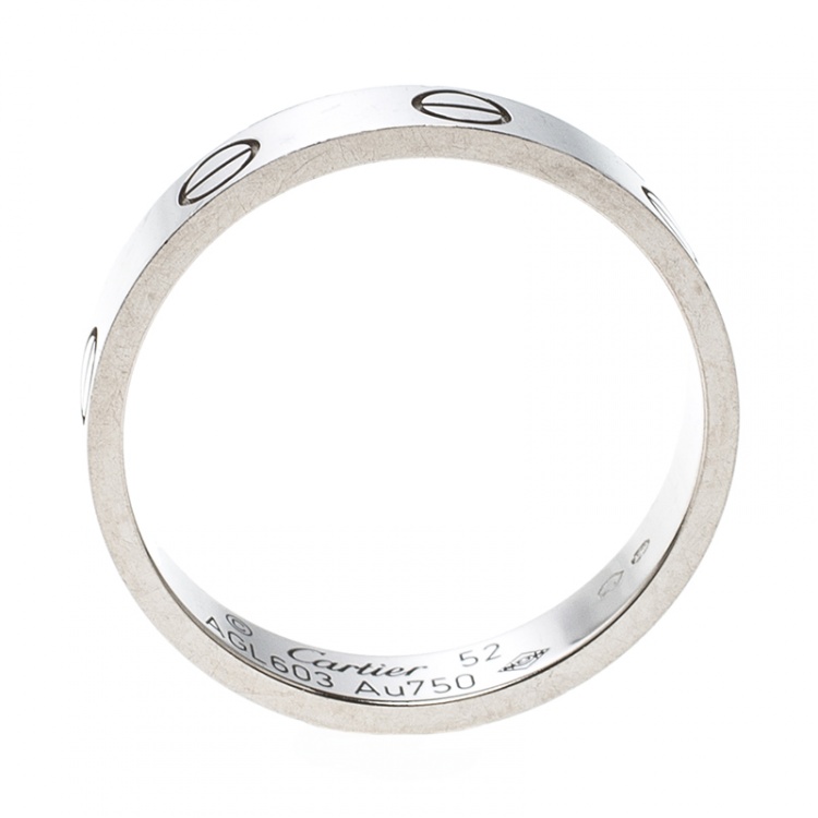 Pre Owned Cartier Love 18k White Gold Mini Ring Size 52