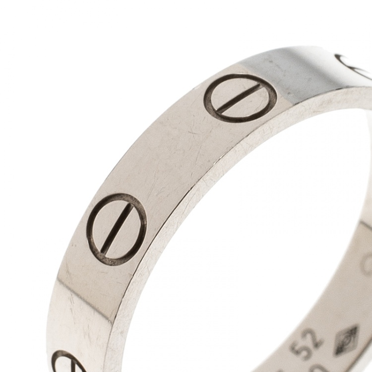 Pre Owned Cartier Love 18k White Gold Mini Ring Size 52
