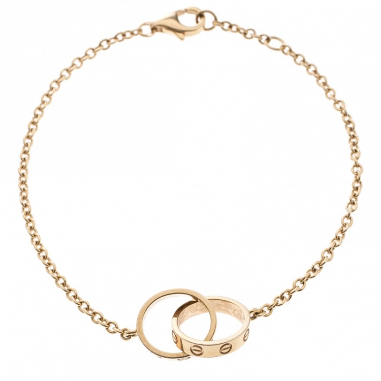 Pre Owned Cartier Love 2 Hoops 18k Rose Gold Bracelet