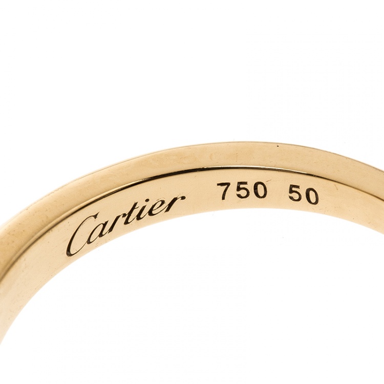 Pre Owned Cartier Tortue Mother-of-Pearl 18k Yellow Gold Ring Size 50