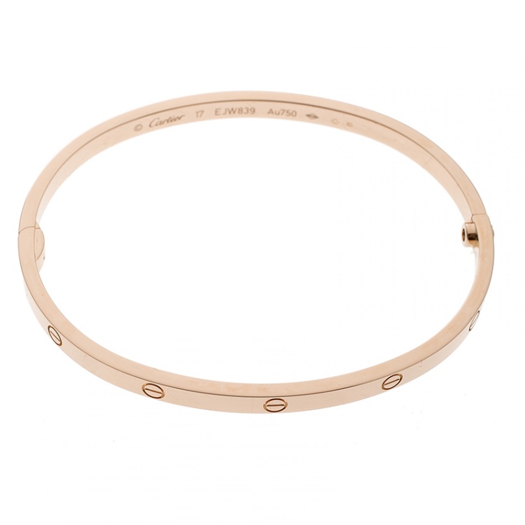 Pre Owned Cartier Love 18k Rose Gold SM Bracelet 17cm