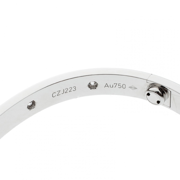 Pre Owned Cartier Love 10 Diamonds 18k White Gold Bracelet 17cm