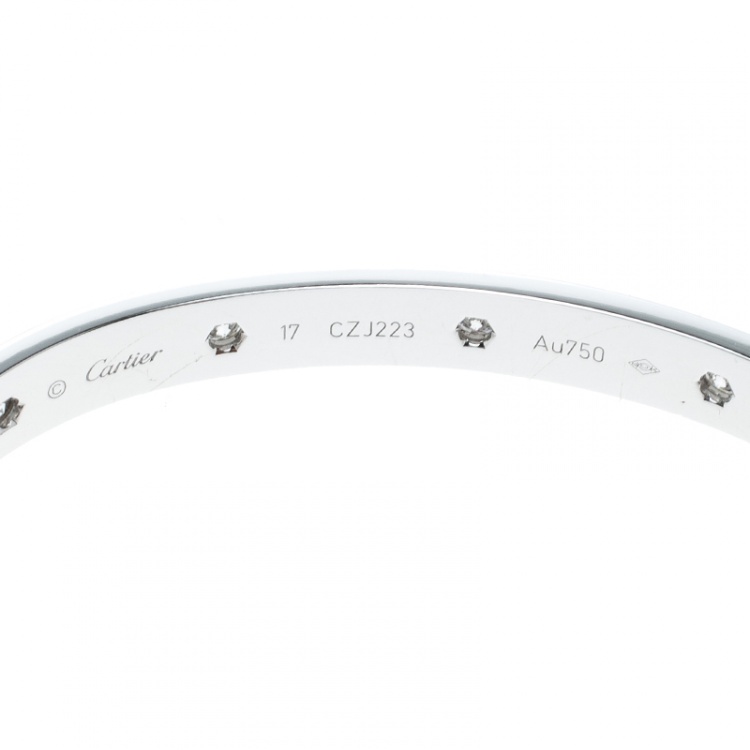 Pre Owned Cartier Love 10 Diamonds 18k White Gold Bracelet 17cm
