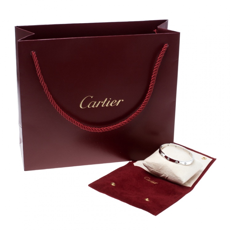 Pre Owned Cartier Love 10 Diamonds 18k White Gold Bracelet 17cm