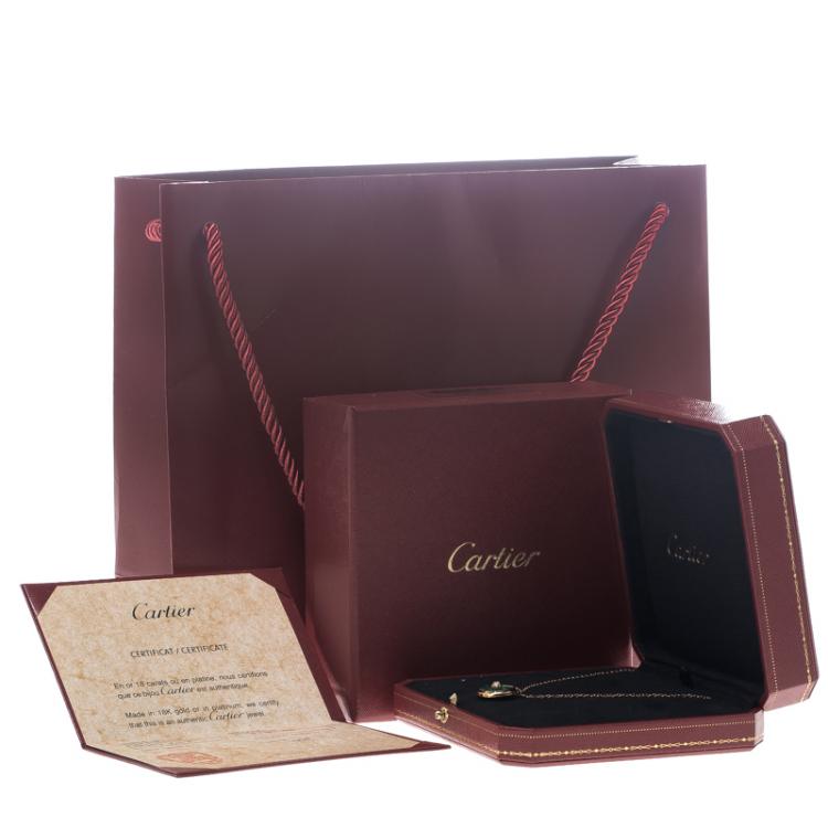 Pre Owned Cartier Amulette de Cartier Malachite & Diamond 18k Rose Gold Pendant Necklace SM