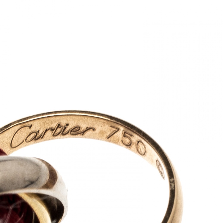 Pre Owned Cartier Trinity De Cartier Three Tone 18k Gold Red Adjustable Cord Bracelet