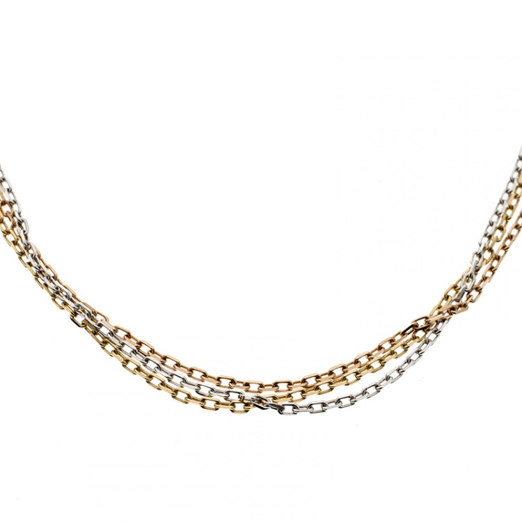 Pre Owned Cartier Trinity 18K Three Tone Gold Multi Chain Necklace