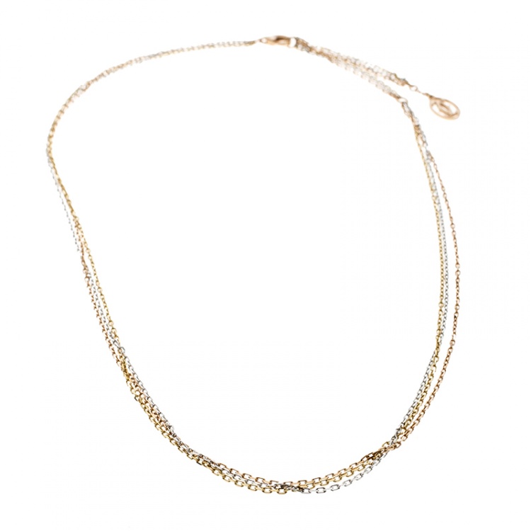 Pre Owned Cartier Trinity 18K Three Tone Gold Multi Chain Necklace
