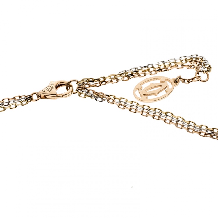 Pre Owned Cartier Trinity 18K Three Tone Gold Multi Chain Necklace