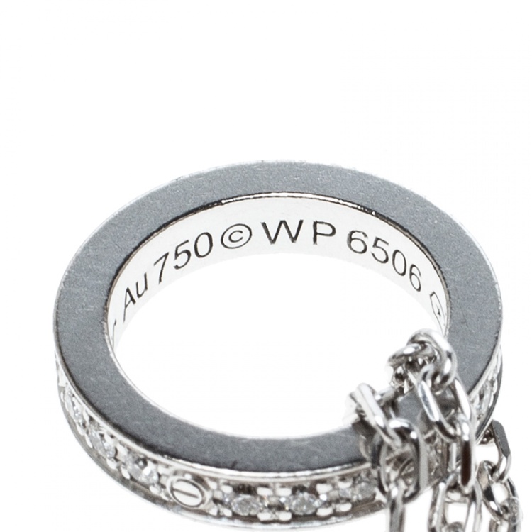 Pre Owned Cartier Love Ceramic & Diamond 18k White Gold Necklace