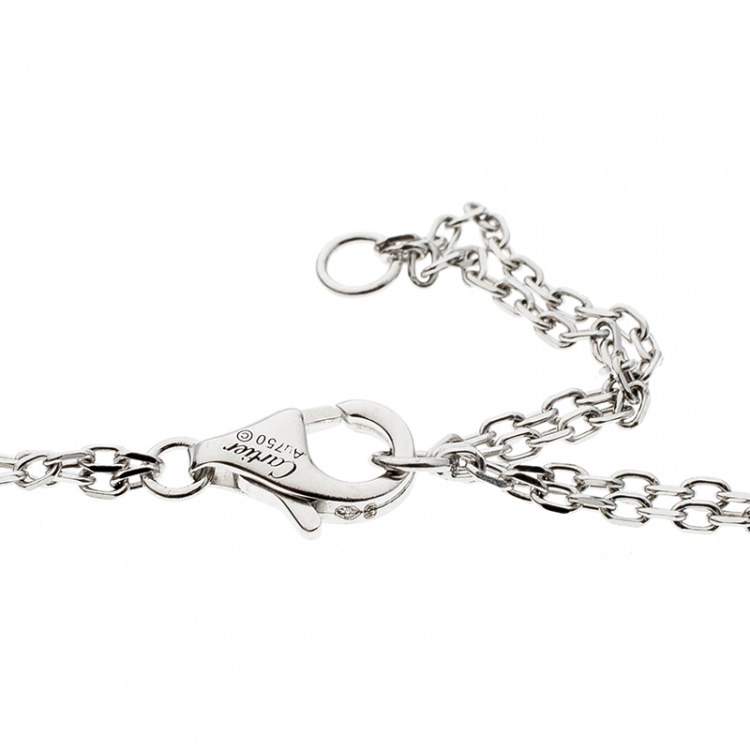 Pre Owned Cartier Love Ceramic & Diamond 18k White Gold Necklace