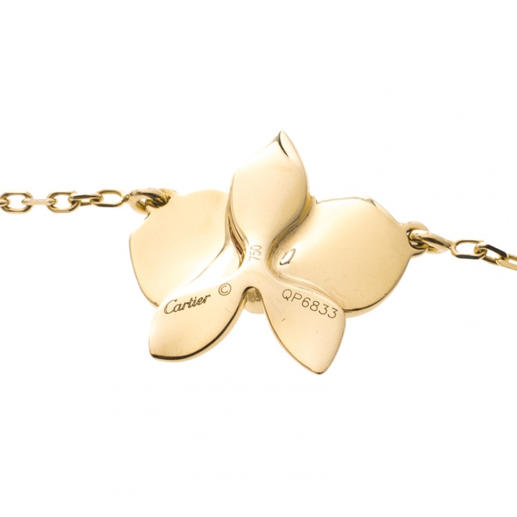 Pre Owned Cartier Caresse D'orchidees Par Cartier Diamond 18k Rose Gold Pendant Necklace