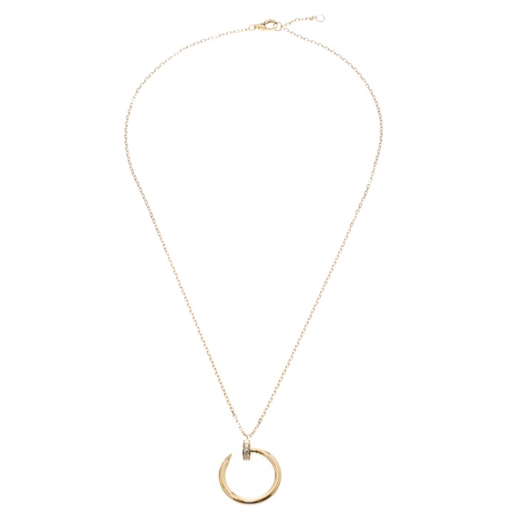 Pre Owned Cartier Juste Un Clou Diamond 18k Rose Gold Pendant Necklace