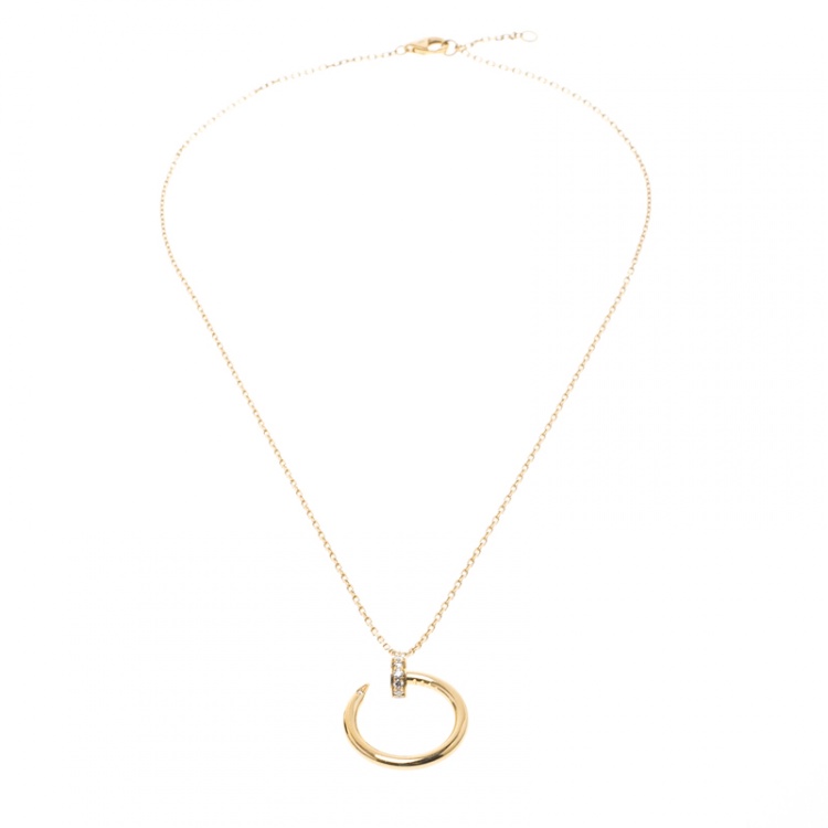 Pre Owned Cartier Juste Un Clou Diamond 18k Rose Gold Pendant Necklace