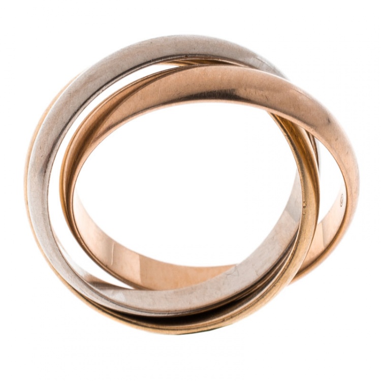 Pre Owned Cartier Trinity De Cartier 18k Three Tone Gold Ring Size 51