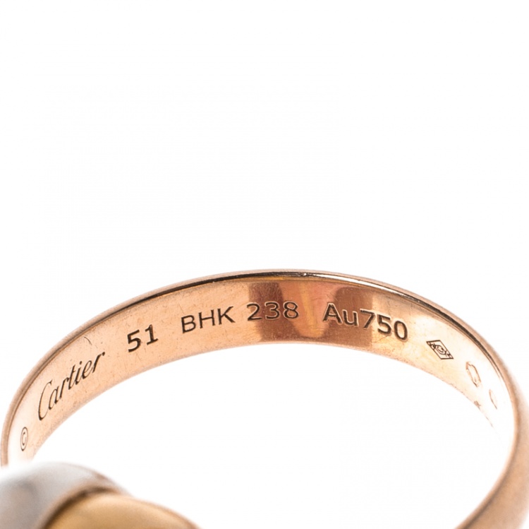 Pre Owned Cartier Trinity De Cartier 18k Three Tone Gold Ring Size 51