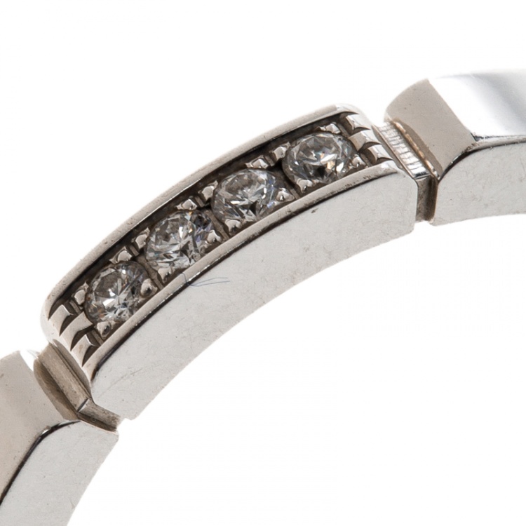 Pre Owned Cartier Maillon Panthère Diamond 18k White Gold band Ring Size 52