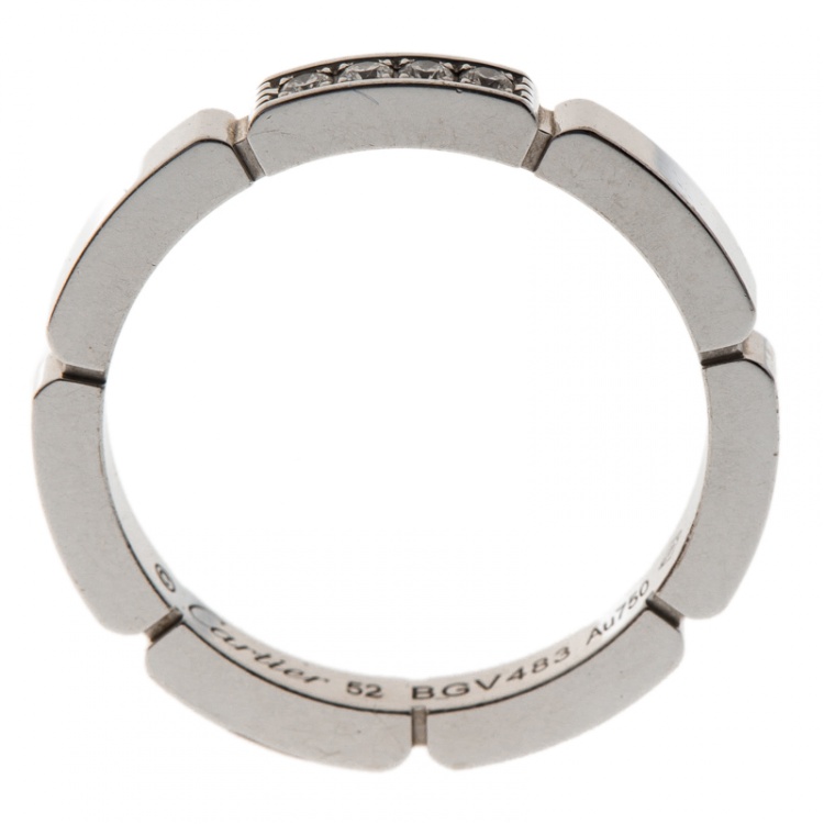 Pre Owned Cartier Maillon Panthère Diamond 18k White Gold band Ring Size 52