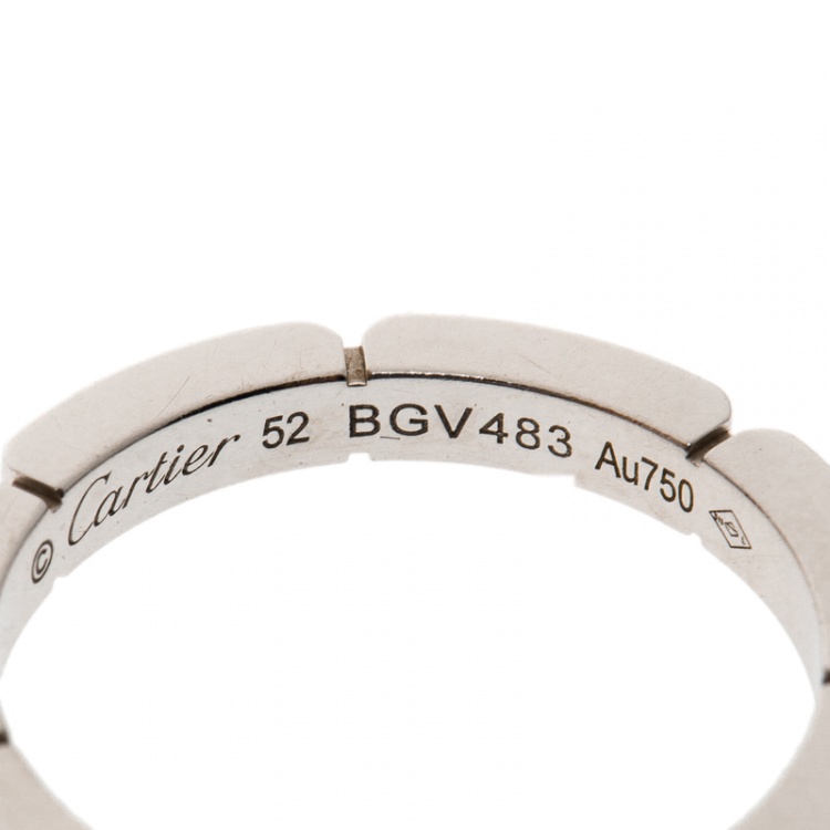 Pre Owned Cartier Maillon Panthère Diamond 18k White Gold band Ring Size 52
