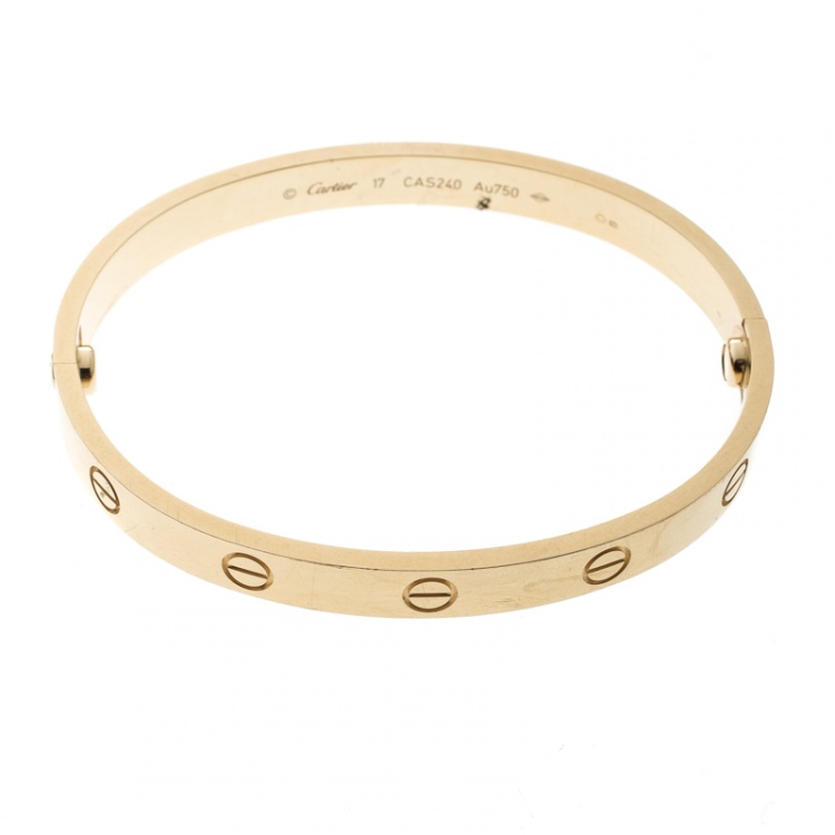 Pre Owned Cartier Love 18k Yellow Gold Bracelet 17CM