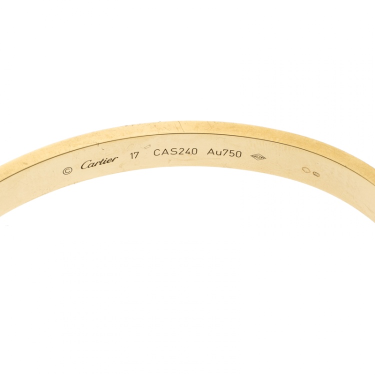 Pre Owned Cartier Love 18k Yellow Gold Bracelet 17CM