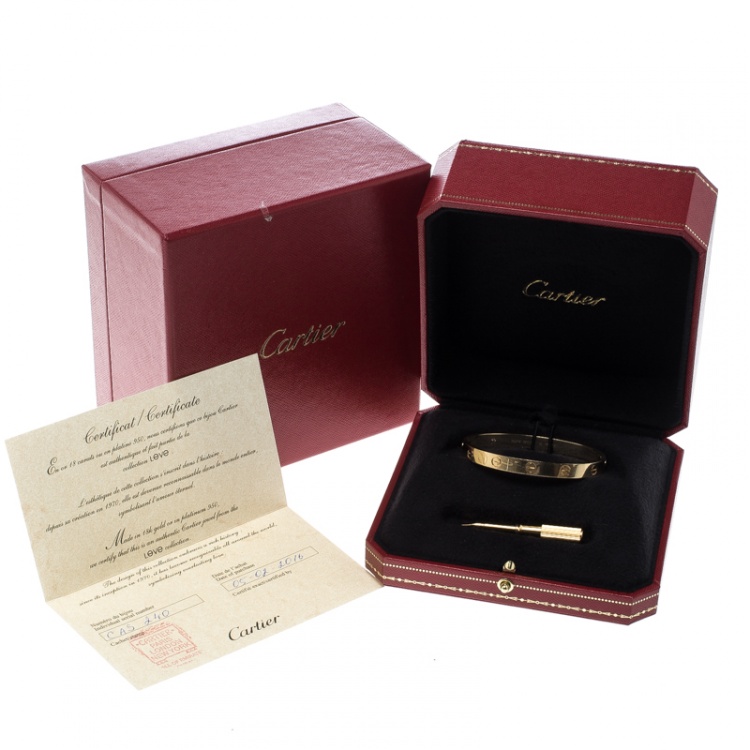 Pre Owned Cartier Love 18k Yellow Gold Bracelet 17CM