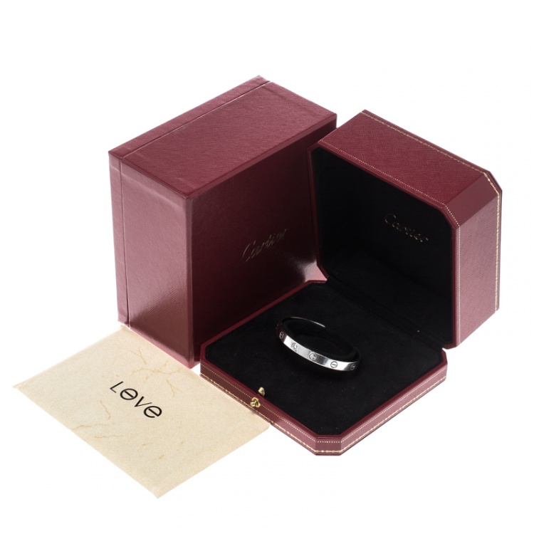 Pre Owned Cartier Love 1 Diamond White Gold Open Cuff Bracelet 17cm