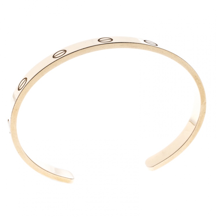 Pre Owned Cartier Love Open Cuff Rose Gold Bracelet 17cm