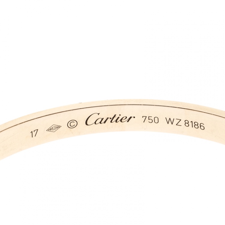 Pre Owned Cartier Love Open Cuff Rose Gold Bracelet 17cm