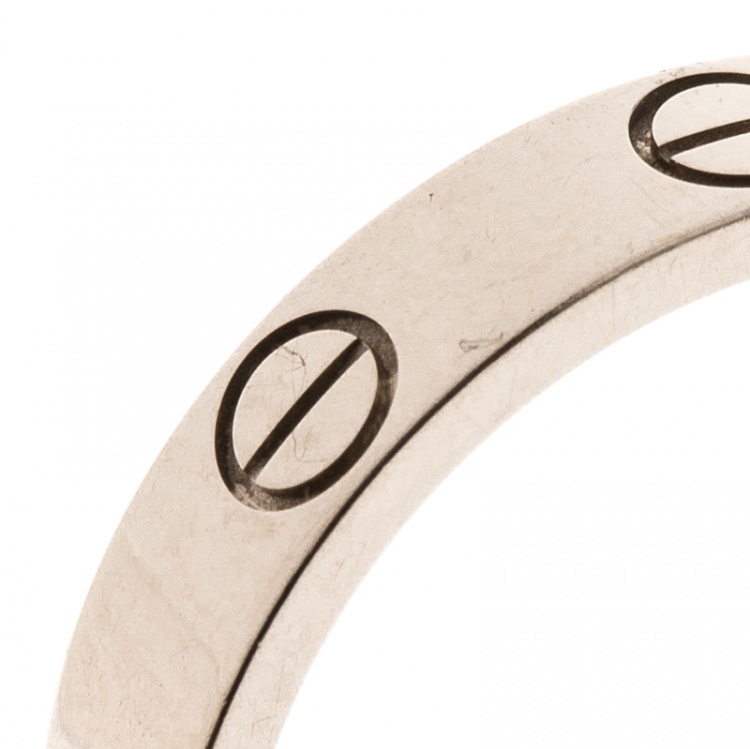 Pre Owned Cartier Love 18k White Gold Mini Ring Size 49
