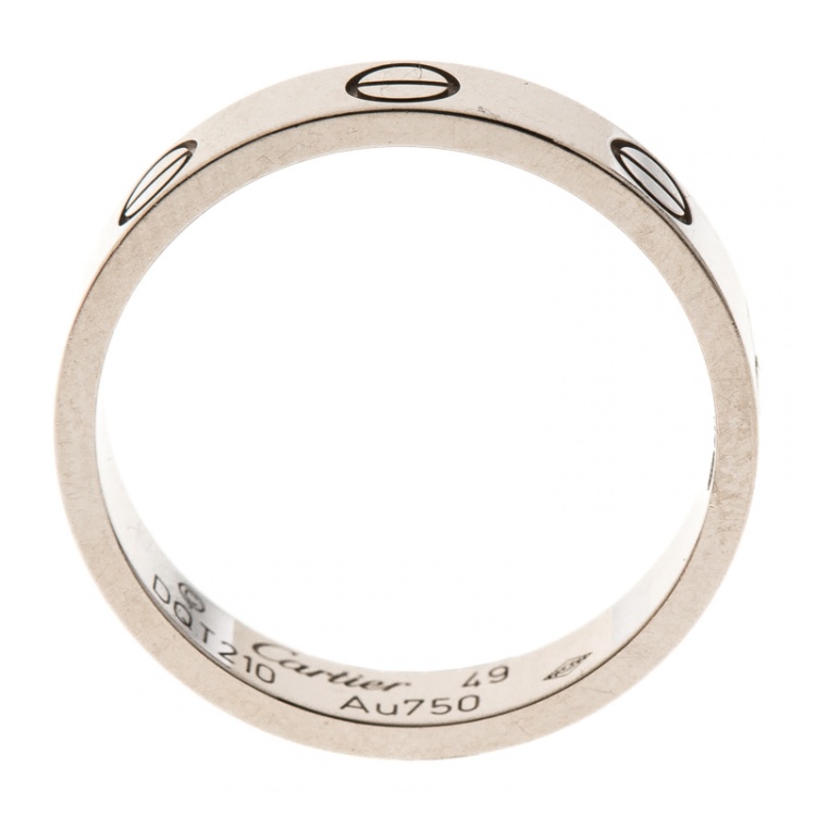 Pre Owned Cartier Love 18k White Gold Mini Ring Size 49