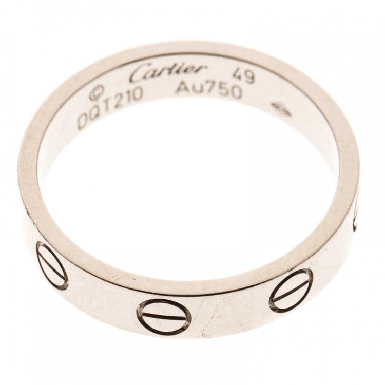 Pre Owned Cartier Love 18k White Gold Mini Ring Size 49
